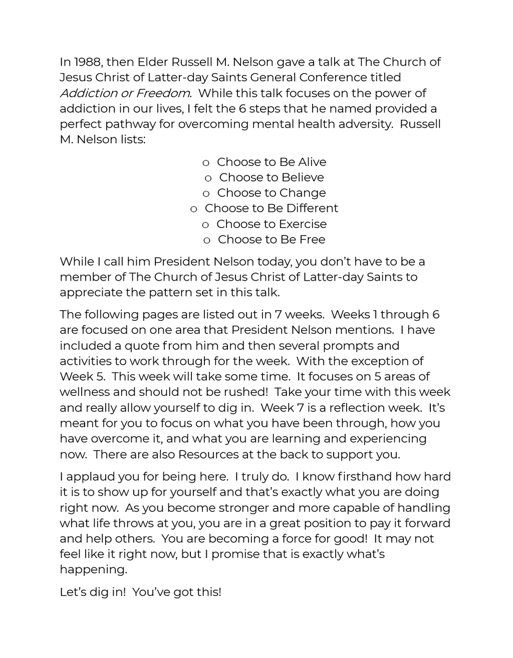 Mental Health Recovery Workbook