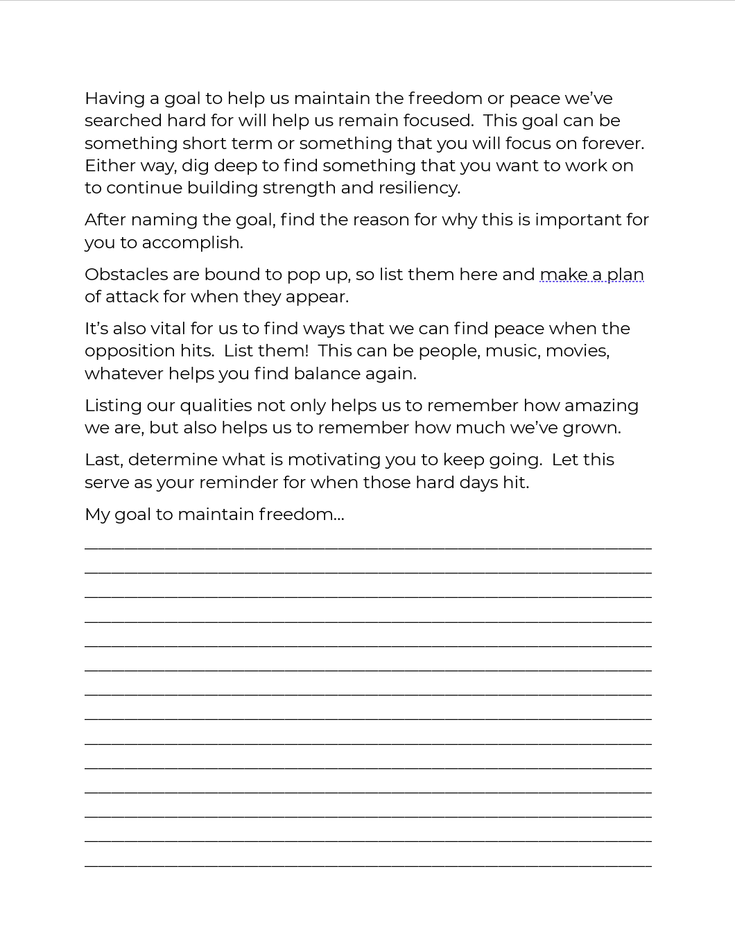 Mental Health Recovery Workbook