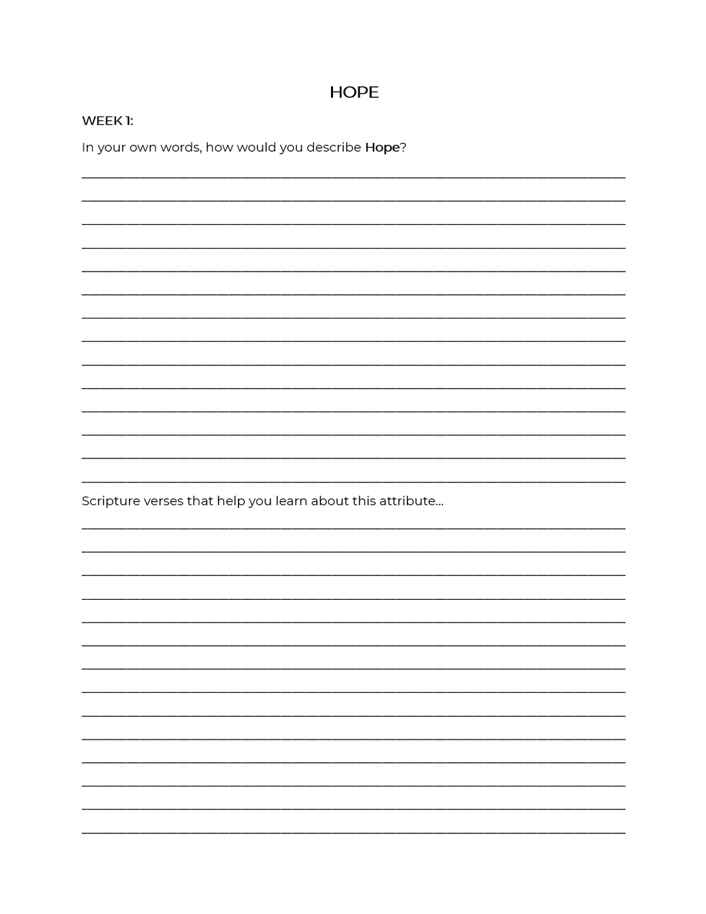 Christlike Attributes: Hope Workbook