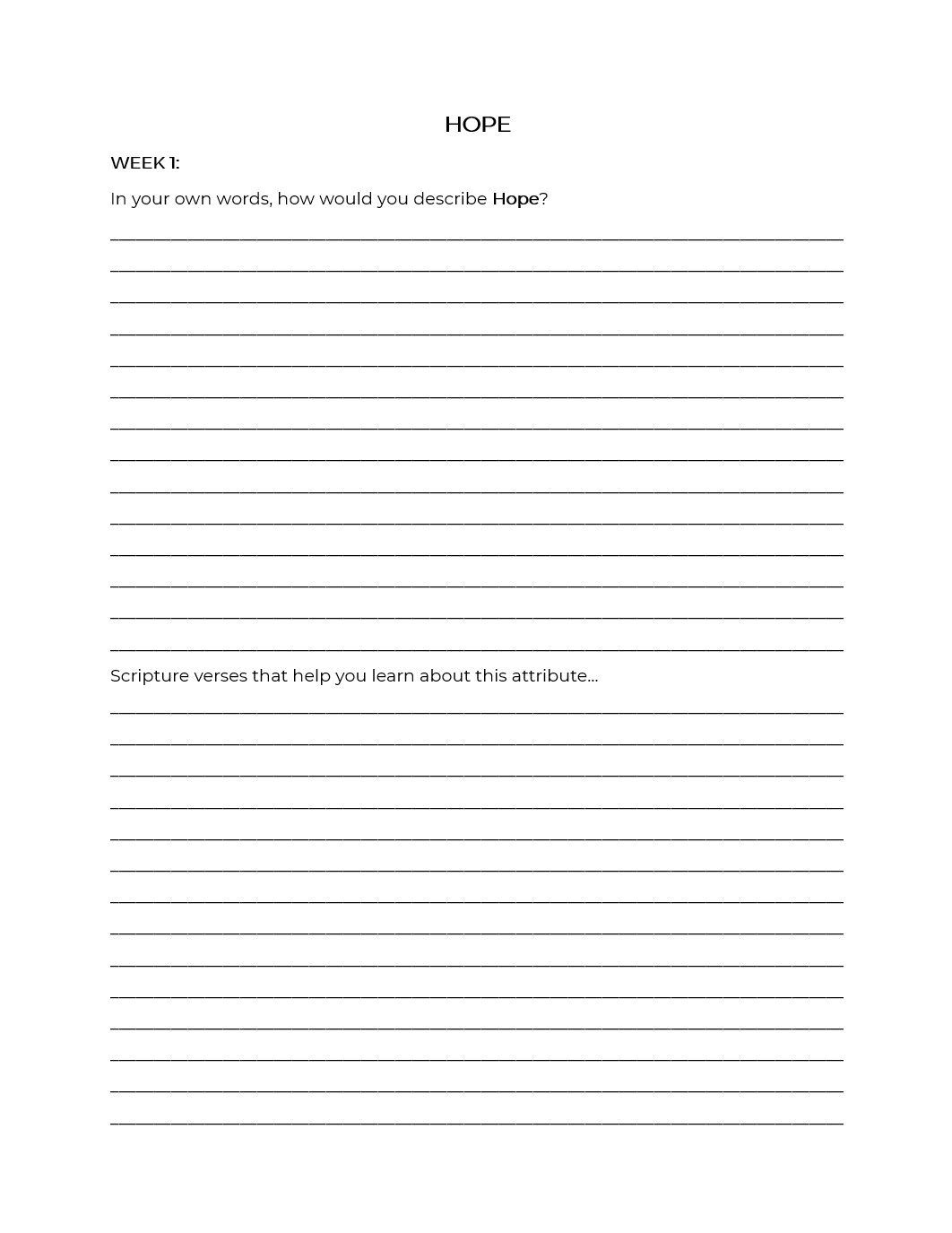 Christlike Attributes: Hope Workbook