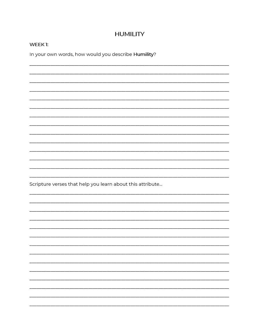 Christlike Attributes: Humility Workbook