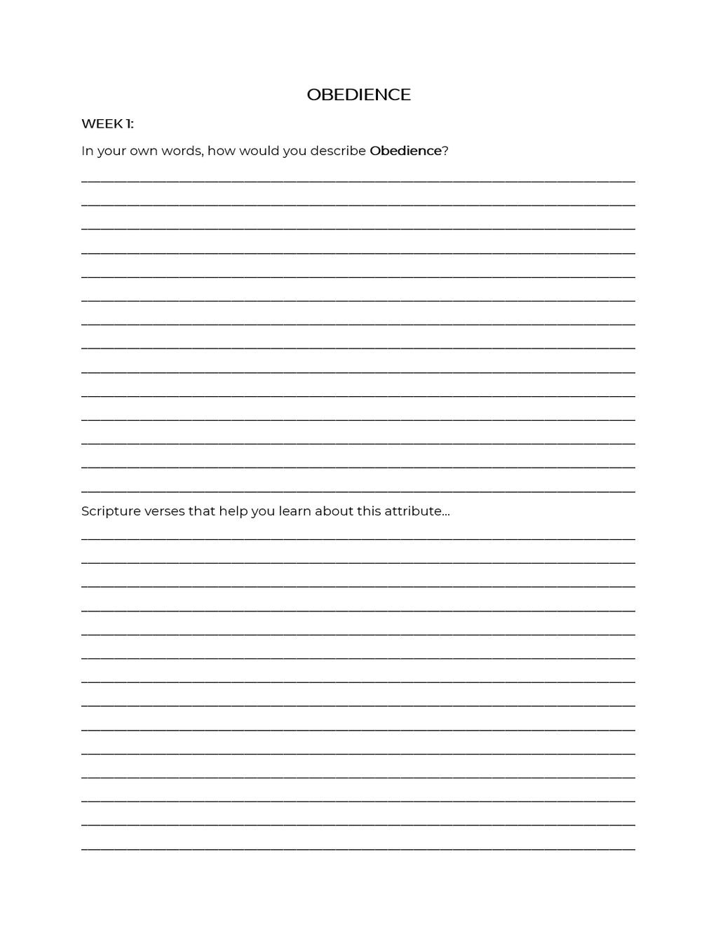 Christlike Attributes: Obedience Workbook