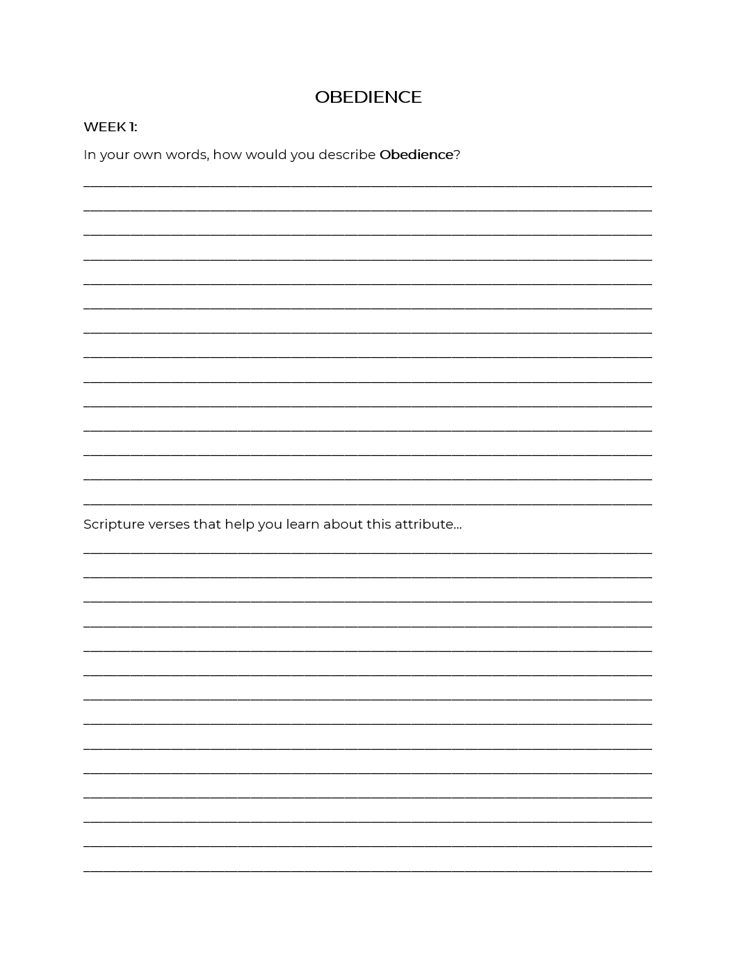 Christlike Attributes: Obedience Workbook