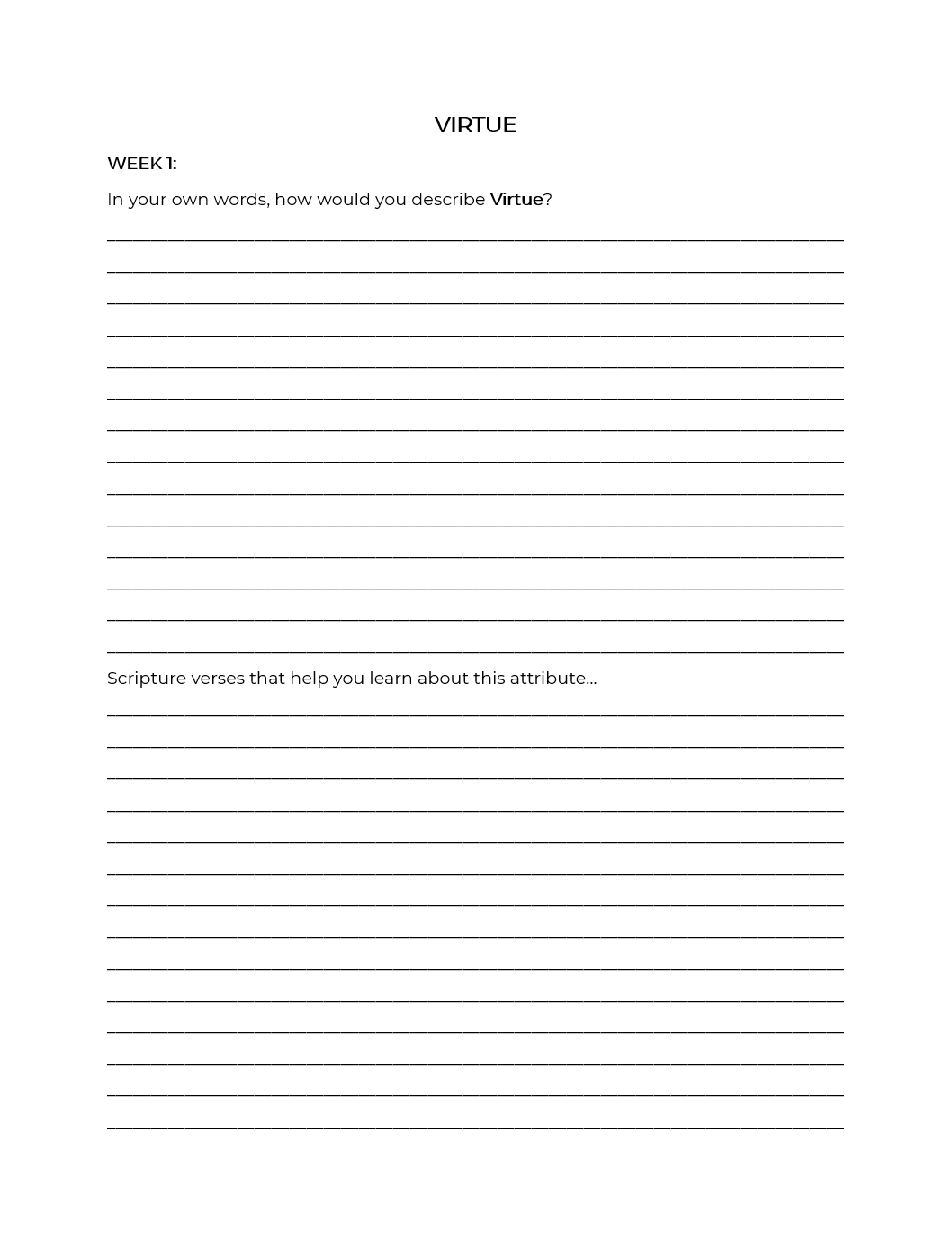 Christlike Attributes: Virtue Workbook